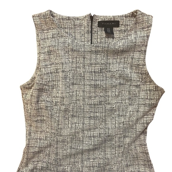 Tahari Sleeveless Dress Womens Size 8 Black White Grid Tweed Pockets Stretch - Picture 10 of 16